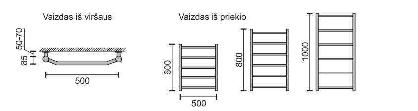 Käterätikuivati Rosela E, 500x800 mm, 400W hind ja info | Vannitoa radiaatorid ja käterätikuivatid | kaup24.ee