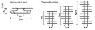 Elektriline käterätikuivati Rosela Akord küttekehaga, Matt teras, 650x1200 mm, 300W цена и информация | Полотенцесушители | kaup24.ee