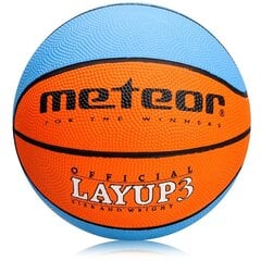 Баскетбольный мяч METEOR Layup, размер 3, синий / оранжевый цена и информация | Баскетбольные мячи | kaup24.ee