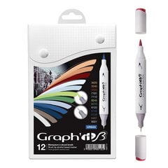 Komplekt Graph'it Brush Marker 12tk Brush Markers - Urban hind ja info | Kunstitarbed, voolimise tarvikud | kaup24.ee
