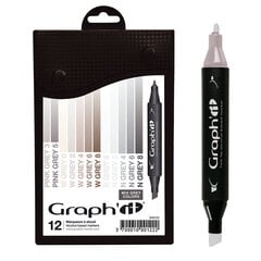 Komplekt GRAPH'IT Marker 12tk - Mix greys hind ja info | Kunstitarbed, voolimise tarvikud | kaup24.ee