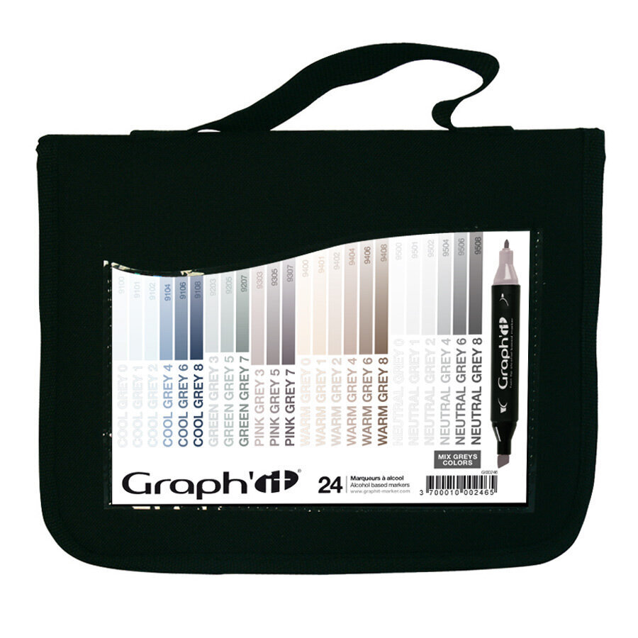 Komplekt GRAPH'IT Marker 24tk, pinal - Greys hind ja info | Kunstitarbed, voolimise tarvikud | kaup24.ee