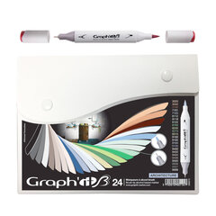 Komplekt Graph'it Brush Marker 24tk Brush Markers- Architecture hind ja info | Kunstitarbed, voolimise tarvikud | kaup24.ee