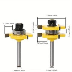 '2tk/1komplekt 2tk 1/2 1/4 6Mm faasitud soon ja tappliides freesikomplekt - suure materjali puidutöötlemise nuga, 45 kraadi tappliides.' hind ja info | Käsitööriistad | kaup24.ee