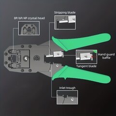 'Профессиональный инструмент для обжимки RJ45 Cat5 Cat6.' цена и информация | Механические инструменты | kaup24.ee