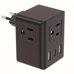 '1tk 4-ühes Euroopa Reisiadapter - Rahvusvaheline Toiteadapter USB-laadimisportidega (1 USB-C, 2 USB-A), Type C Adapter USA-st Euroopasse, Itaalia, Prantsusmaa, Hispaania, Saksamaa, Kompaktne Suurus Reisimiseks, Ohutussüsteemi Garantii.' hind ja info | Lülitid ja pistikupesad | kaup24.ee