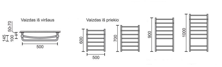Käterätikuivati riiuliga Rosela Sonata Plus, 500x700 mm цена и информация | Vannitoa radiaatorid ja käterätikuivatid | kaup24.ee