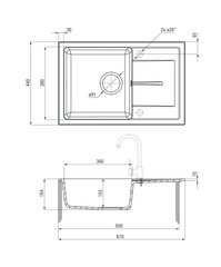 Deante гранитная кухонная мойка Deante Leda ZRD 2113, Graphite цена и информация | Раковины на кухню | kaup24.ee