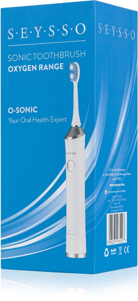 Elektriline hambahari Seysso Oxygen O-Sonic SE02, valge цена и информация | Elektrilised hambaharjad | kaup24.ee