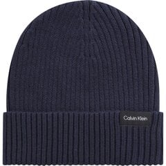 CALVIN KLEIN мужская синяя шапка Classic rib beanie цена и информация | Мужские шарфы, шапки, перчатки | kaup24.ee