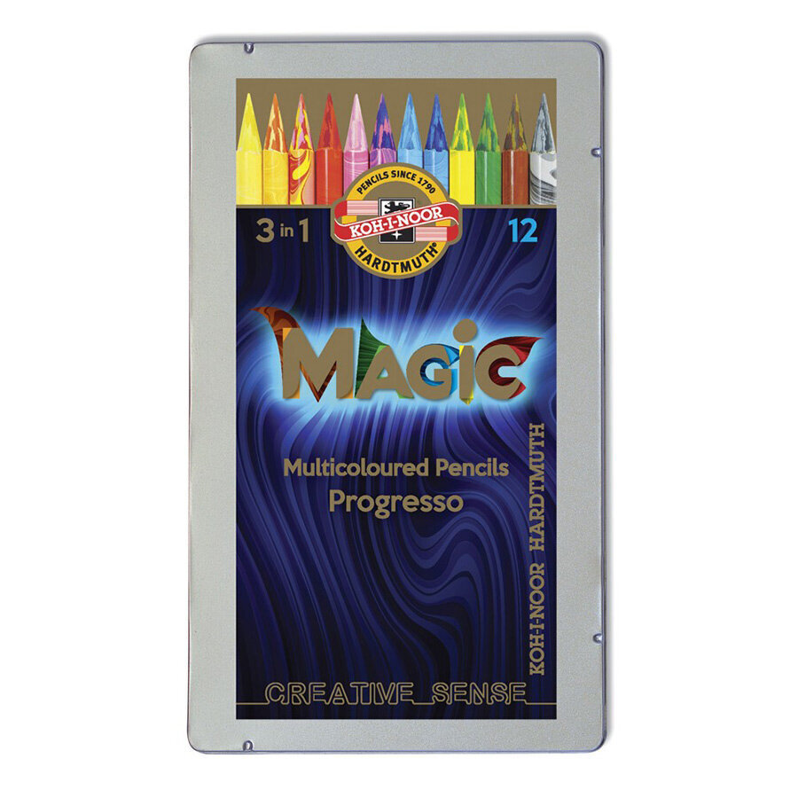 Lakk-kattega värviliste pliiatsite k-t Magic Progresso 12tk hind ja info | Kunstitarbed, voolimise tarvikud | kaup24.ee
