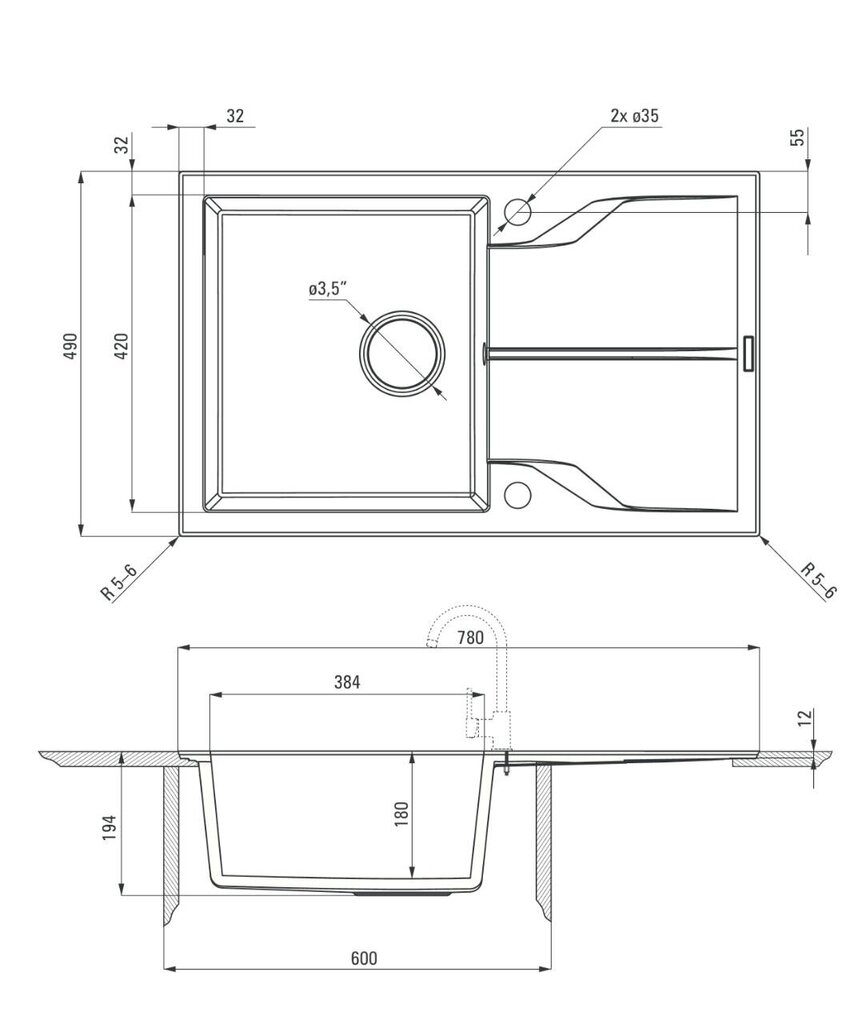 Deante graniidist köögivalamu Deante Andante Flush ZQN G11F, Graphite цена и информация | Köögivalamud | kaup24.ee