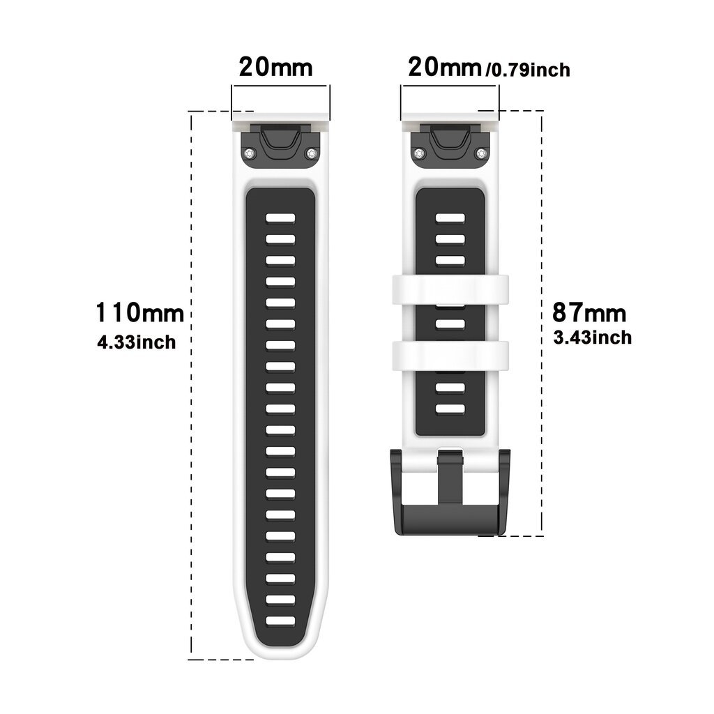 '20MM Kahevärviline Silikoonist Kella Rihm Kiire Kinnitusega' hind ja info | Nutikellad (smartwatch) | kaup24.ee