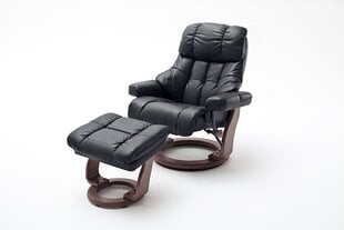 Кресло с пуфом MC Akcent Calgary XXL, черное/коричневое цена и информация | Кресла | kaup24.ee
