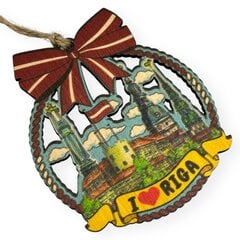 Ёлочная игрушка из дерева I LOVE RIGA цена и информация | Праздничные декорации | kaup24.ee