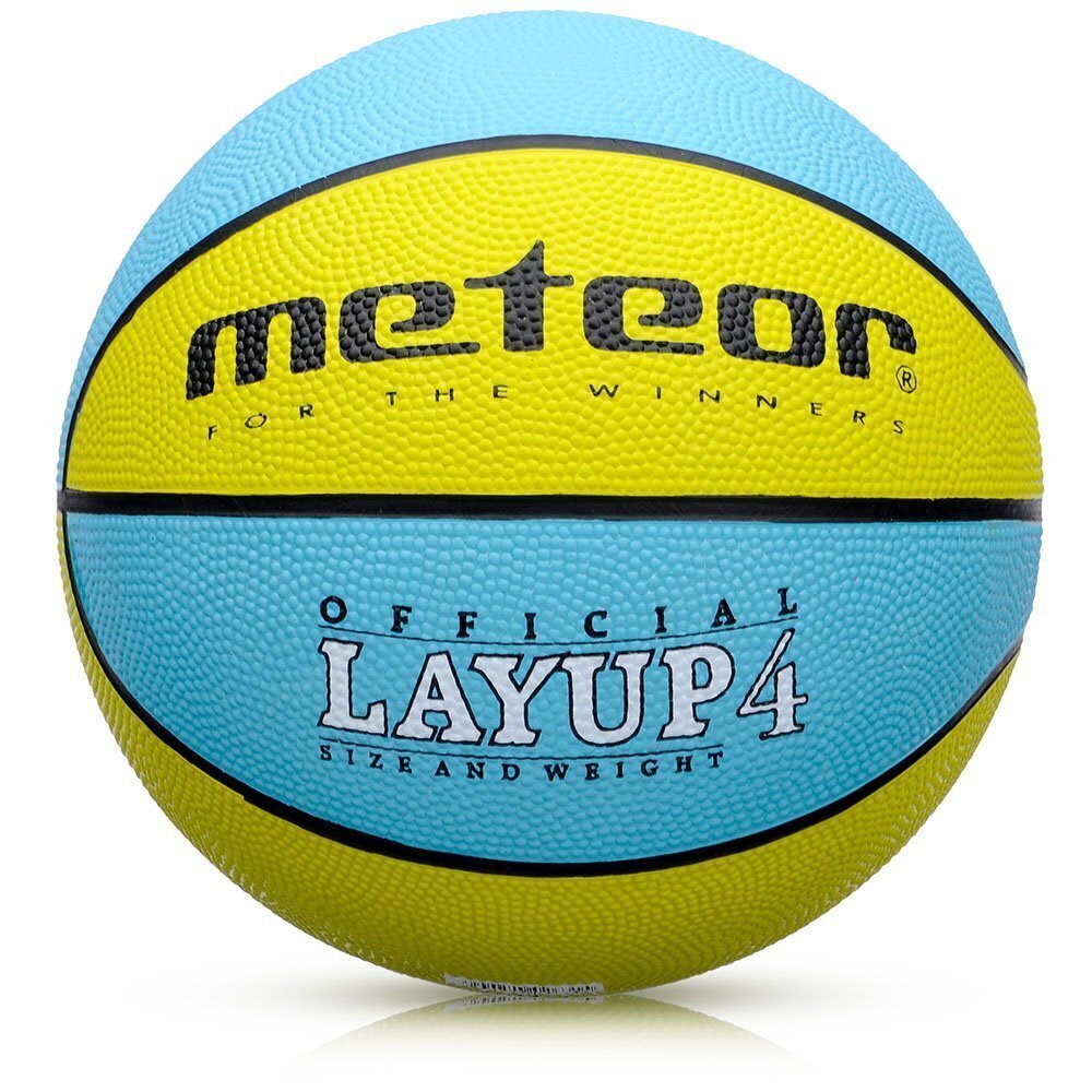 Korvpalli pall METEOR LAYUP, suurus 4, sinine/kollane цена и информация | Korvpallid | kaup24.ee