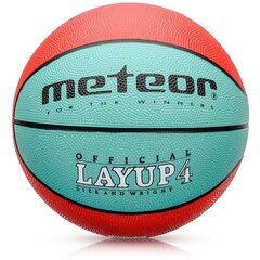 Баскетбольный мяч METEOR LAYUP, размер 4, синий/красный цена и информация | Баскетбольные мячи | kaup24.ee