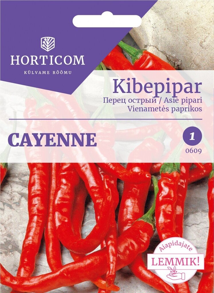 Kibepipar Cayenne 0,1g hind ja info | Köögivilja-, marjaseemned | kaup24.ee