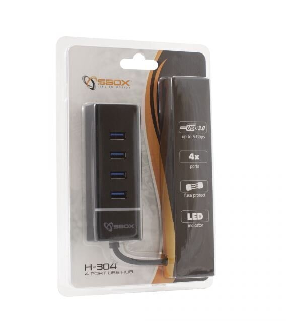 Sbox H-304, 4xUSB hind ja info | USB jagajad, adapterid | kaup24.ee