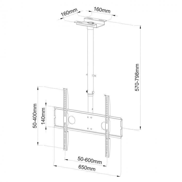 Sbox CPLB-102M, Vesa 100x100 - 600x400, 40"-65" hind ja info | Teleri seinakinnitused ja hoidjad | kaup24.ee