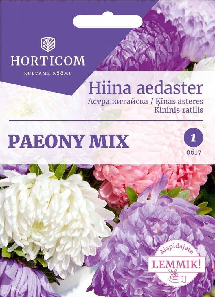 Hiina aedaster Paeony segu 1g hind ja info | Lilleseemned | kaup24.ee