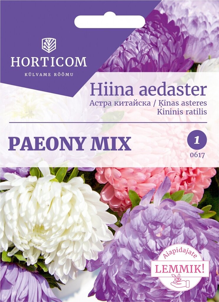 Hiina aedaster Paeony segu 1g цена и информация | Lilleseemned | kaup24.ee