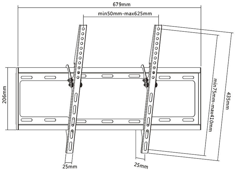 Sbox PLB-3446T, Vesa 600x400, 37"-70" hind ja info | Teleri seinakinnitused ja hoidjad | kaup24.ee