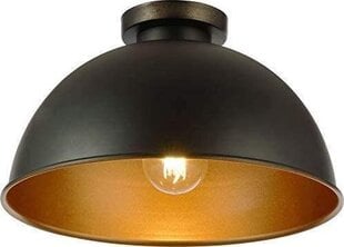 Laelamp varjuga - LED, E27, 60W, IP20, ümmargune, Ø 31 cm, metall, must, kuldne - laelamp retro vintage disainis, ''HB''. hind ja info | Laelambid | kaup24.ee