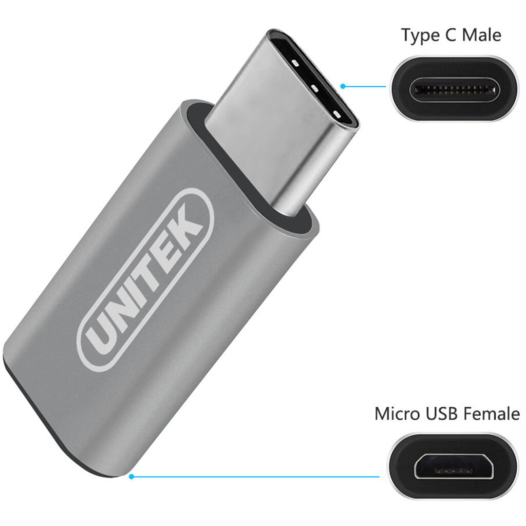 Unitek Adapter Usb type-C - Micro Usb, Y-A027AGY цена и информация | USB jagajad, adapterid | kaup24.ee