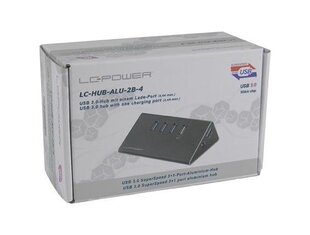 LC-POWER - HUB USB 3.0 AKTYWNY LC-HUB-ALU-2B-4 цена и информация | Адаптеры и USB-hub | kaup24.ee