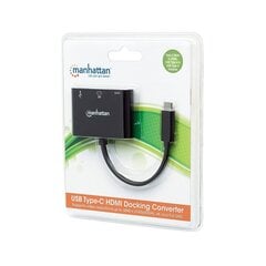Многофункциональный док-конвертер Manhattan USB-C 3.1-> HDMI/USB-A/USB-C, черный цена и информация | Адаптер Aten Video Splitter 2 port 450MHz | kaup24.ee