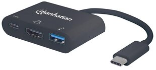 Многофункциональный док-конвертер Manhattan USB-C 3.1-> HDMI/USB-A/USB-C, черный цена и информация | Адаптеры и USB-hub | kaup24.ee