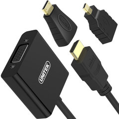 Unitek - Конвертер мини/микро HDMI в VGA+аудио, Y-6355 цена и информация | Адаптеры и USB-hub | kaup24.ee