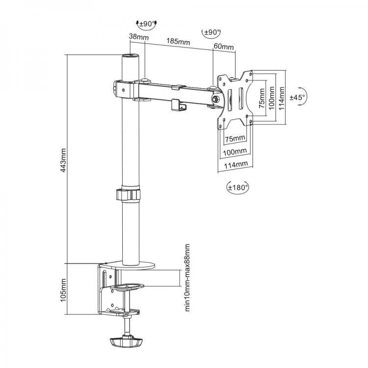 Sbox LCD-351/1, 13"-27" hind ja info | Monitori hoidjad | kaup24.ee