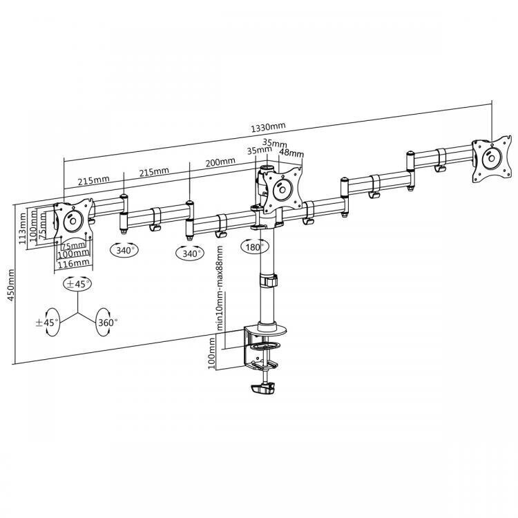 Sbox LCD-352/3, Vesa 100x100, 13"-27" hind ja info | Monitori hoidjad | kaup24.ee