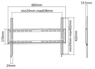 Sbox PLB-2264F, Vesa 75x75 - 600x400, 37"-70" цена и информация | Кронштейны и крепления для телевизоров | kaup24.ee