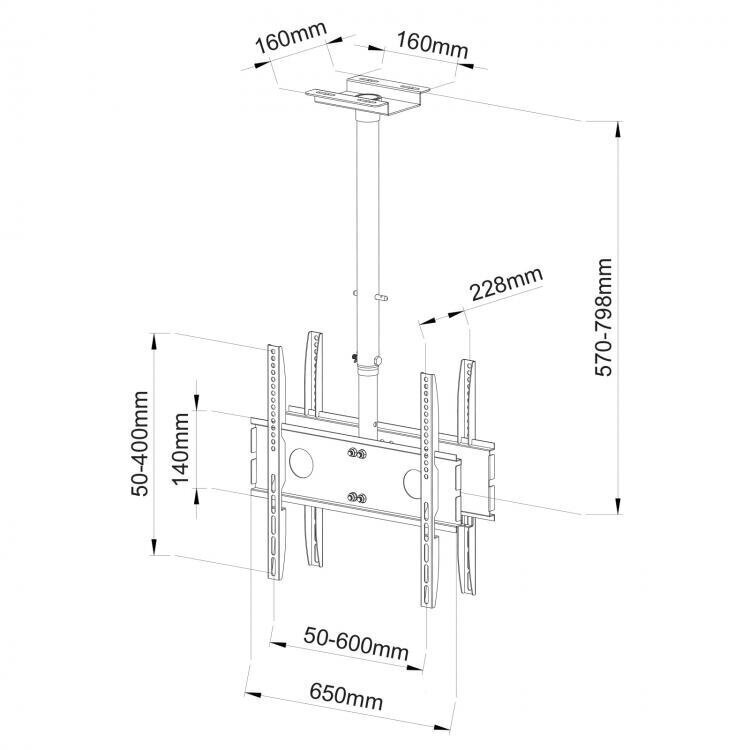 Sbox CPLB-102M-D, Vesa 600x400, 40"-65" hind ja info | Teleri seinakinnitused ja hoidjad | kaup24.ee
