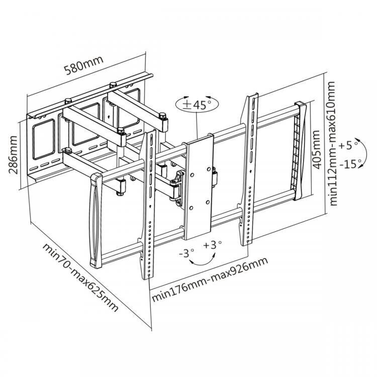 Sbox CPLB-3769, Vesa 200x200 - 600x900, 60"-100" hind ja info | Teleri seinakinnitused ja hoidjad | kaup24.ee