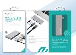 Devia Leopard2 TypeC - HDMI USB3.0+USB2.0+PD 4in1 HUB hind ja info | USB jagajad, adapterid | kaup24.ee