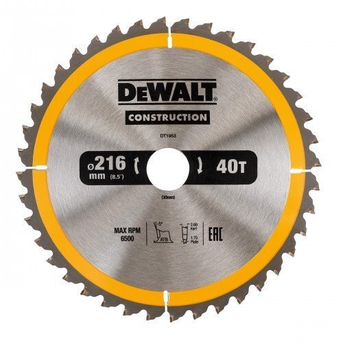 Lõikeketas Dewalt 216x30mm - DT1953-QZ hind ja info | Aiatööriistade lisatarvikud | kaup24.ee