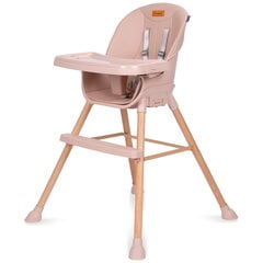 Многофункциональный стул для кормления Kidwell Eatan Wood 4in1, pink цена и информация | Стульчики для кормления | kaup24.ee