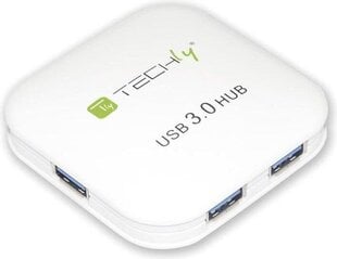 USB-концентратор Techly 4xUSB 3.0 Super-Speed, белый цена и информация | Адаптер Aten Video Splitter 2 port 450MHz | kaup24.ee