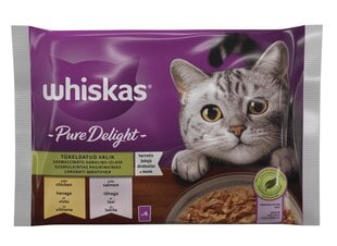 Whiskas Pure Delight для взрослых кошек, набор с курицей и лососем, 4 х 85 г х 13 шт. цена и информация | Кошачьи консервы | kaup24.ee