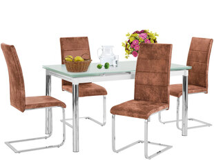 Notio Living Nelsy 80, комплект мебели для столовой белый/коричневый цена и информация | Комплекты мебели для столовой | kaup24.ee
