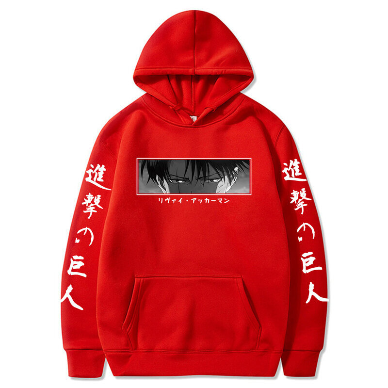 (Red-XS）Anime Attack on Titan Hoodie for Men hind ja info | Meeste pusad | kaup24.ee