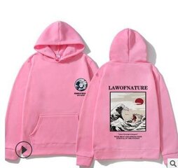 (Pink-S） Paaritrükiga Anime Hoodie Meeste tänavariided Suuremõõtmeline pullover, kollane must hind ja info | Meeste pusad | kaup24.ee