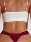 Contrast Lace Bow Front String Pesu·Burgundia·XS цена и информация | Naiste plätud ja sussid | kaup24.ee