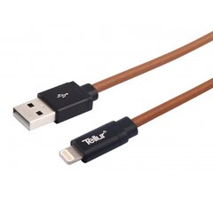 Nahast andmeedastuskaabel Tellur USB/Lightning, 1m, Pruun hind ja info | Mobiiltelefonide kaablid | kaup24.ee