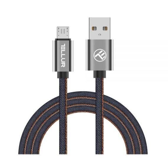 Andmeedastuskaabel Tellur USB/Micro USB, 1m, Denim hind ja info | Mobiiltelefonide kaablid | kaup24.ee