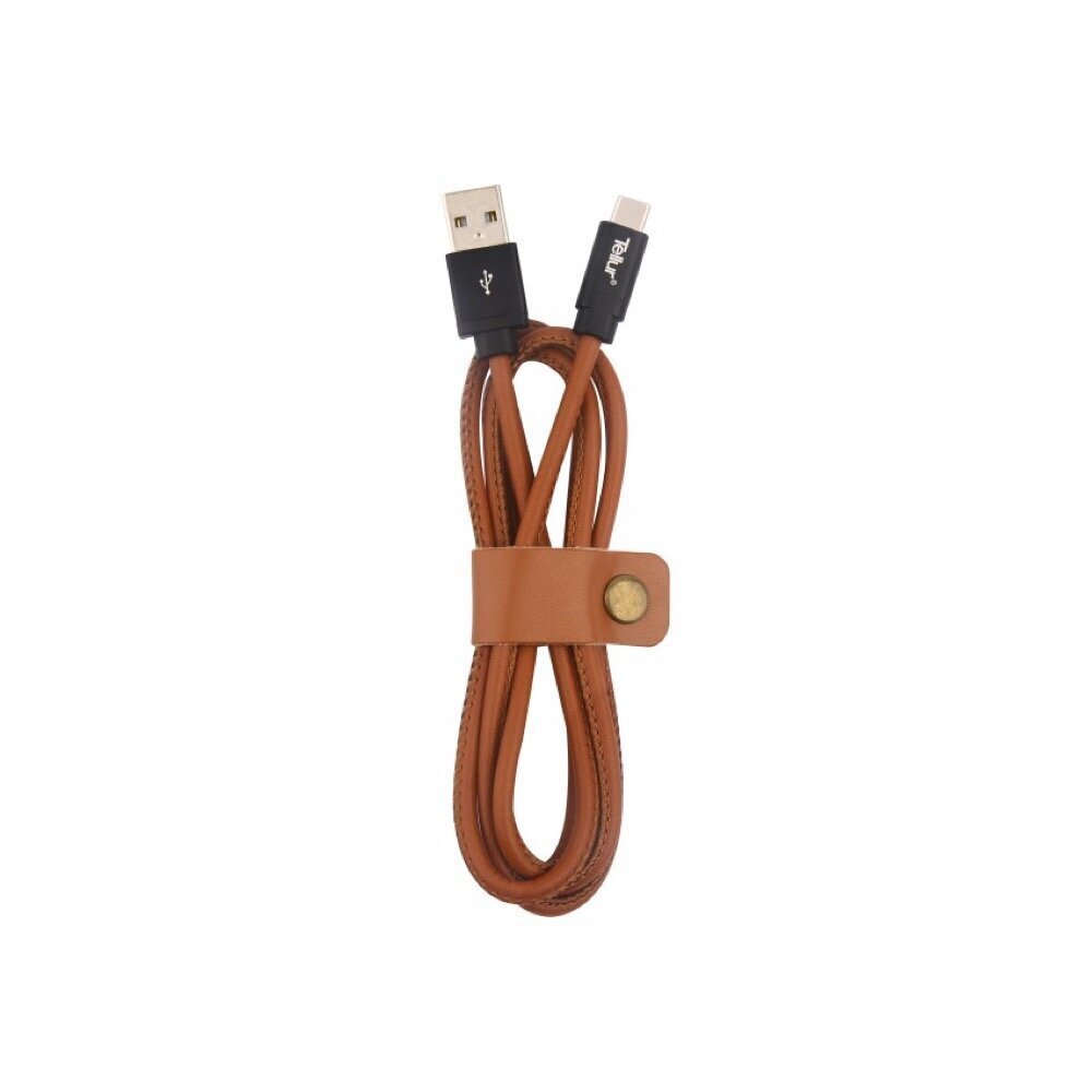 Nahast andmeedastuskaabel Tellur USB/Type-C, 1m, Pruun цена и информация | Mobiiltelefonide kaablid | kaup24.ee